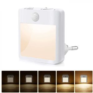 NL2101 Motion Sensor LED Night Light AC Plug Dimming Sleep Lights, Spec: Warm White EU Plug