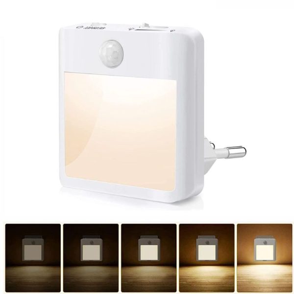 NL2101 Motion Sensor LED Night Light AC Plug Dimming Sleep Lights, Spec: Warm White EU Plug