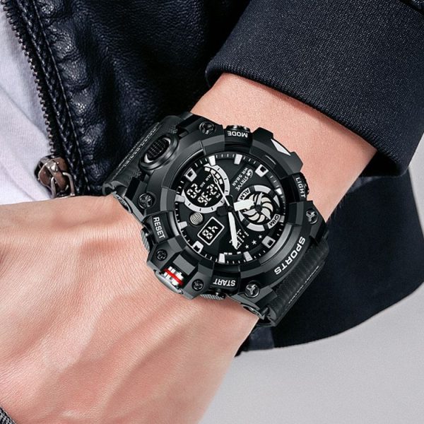 STRYVE S8027 Sports Multifunctional Luminous Dual Display Chronograph Student Watch (Black Blue) - Image 11