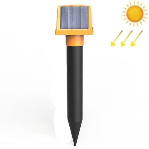 SJZ057 Outdoor IP66 Waterproof Solar Ultrasonic Rat Repeller Orchard Ultrasonic Animal Repeller (Orange)