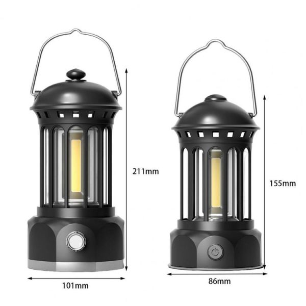 Rechargeable COB Portable Outdoor Camping Lamp Atmosphere Tent Lamp Retro Lamp, Size: Small Beige - Image 3