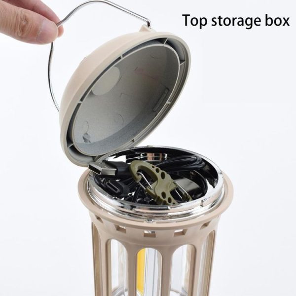 Rechargeable COB Portable Outdoor Camping Lamp Atmosphere Tent Lamp Retro Lamp, Size: Small Beige - Image 4
