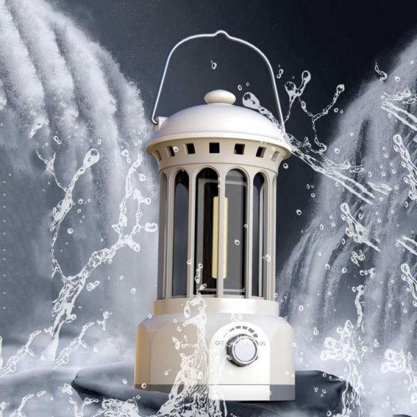 Rechargeable COB Portable Outdoor Camping Lamp Atmosphere Tent Lamp Retro Lamp, Size: Small Beige - Image 5