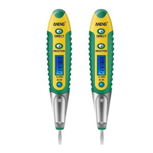 ANENG VD700 2pcs Sound and Light Alarm Non-contact Digital Display Sensor Multi-function Test Pen (Yellow Green)