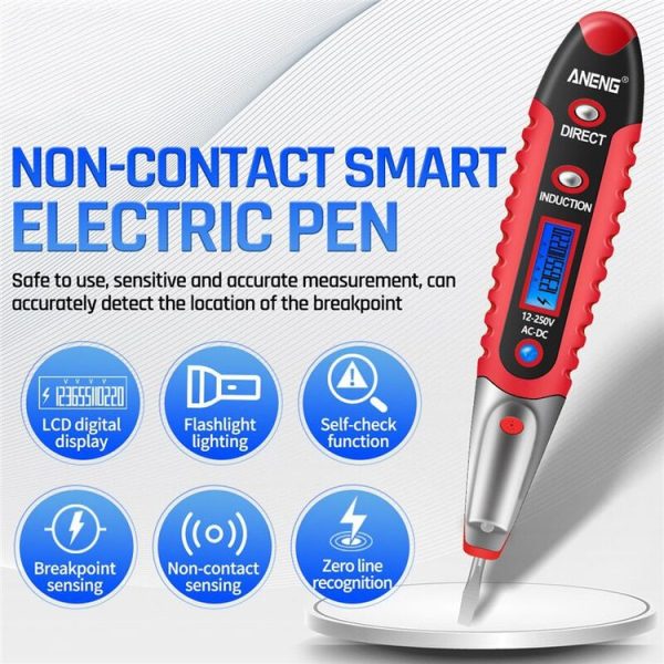 ANENG VD700 2pcs Sound and Light Alarm Non-contact Digital Display Sensor Multi-function Test Pen (Yellow Green) - Image 10
