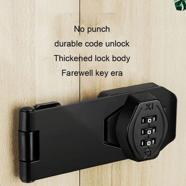 Screw Installation Cabinet Door Combination Lock Anti-Theft Drawer Lock, Style: Three Hole 4 inch Black - Image 5