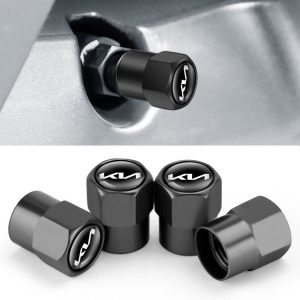 3sets / 12pcs For KIA KN Car Tire Valve Core Decorative Metal Cap (Black)