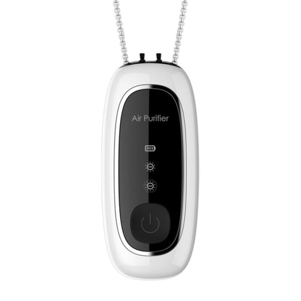 Upgrade Dual-brush Negative Ion Air Purifier Neck Small Portable Air Purifier, Style: Chain Model (White)