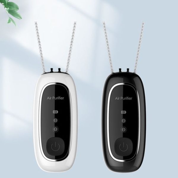 Upgrade Dual-brush Negative Ion Air Purifier Neck Small Portable Air Purifier, Style: Chain Model (White) - Image 2