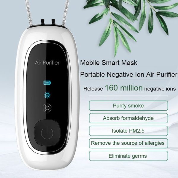 Upgrade Dual-brush Negative Ion Air Purifier Neck Small Portable Air Purifier, Style: Chain Model (White) - Image 3