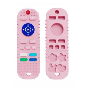 Infant Baby Silicone Remote Control Shape Toy Teether Cute Chew Toy, Color: Pink