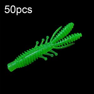 50pcs Small Reverse Threaded Floating Inverted Shrimp Bait (Green)
