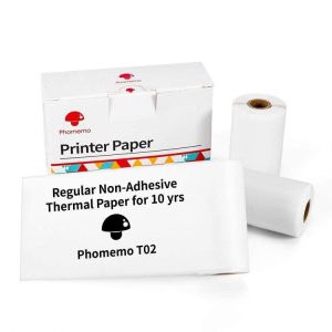 Phomemo T02 3rolls Bluetooth Printer Thermal Paper Label Paper 53mmx6.5m 10 Years Black on White No Adhesive