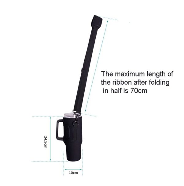 40oz Stanley Quencher Water Bottle Carrier Bag Sleeve With Adjustable Shoulder Strap (Black) - Image 4