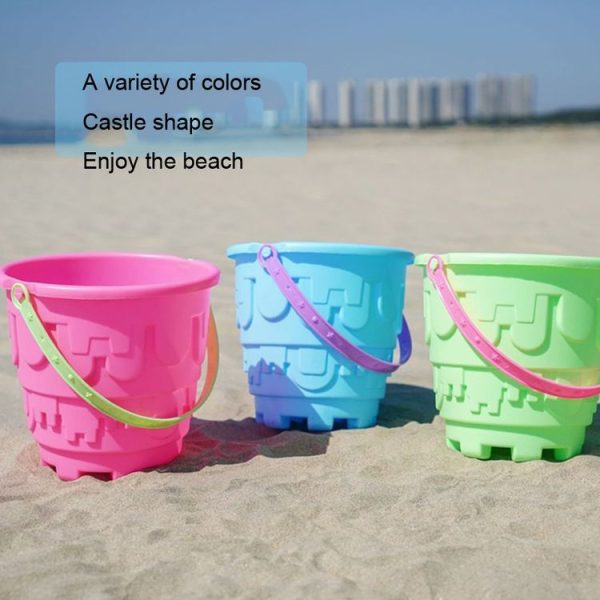 13pcs / Set Children Beach Toys Set Large Sand Shovel Bucket Sand Digging Tools Hourglass, Color: Blue Round Castle - Image 5