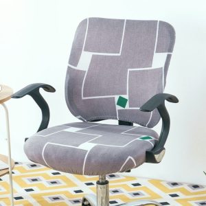 Cushion Cover+Back Cover Stretch Split Chair Cover Computer Chair Sleeve Office Desk Chair Cover (Maze Grey)