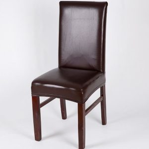Household Elastic Siamese Chair Cover Waterproof PU Leather Hotel Seat Stool Sleeves (Coffee)