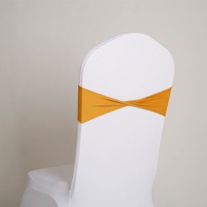 13 x 70cm Buckle-Free Elastic Hoop With Chair Back Flower No Tie Bow Wedding Banquet Chair Back Decoration (Gold)