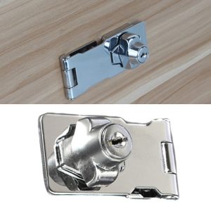 2.5 inch Interlocking No Hole Hook With Locking Hasp Chest Of Drawers Door Lock With Iron Key