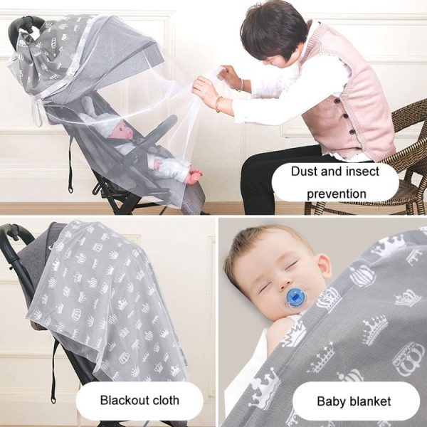 Anti-exposure Nursing Pad Outdoor Fig Leaf Stroller Mosquito Net, Color: Gray Crown - Image 9