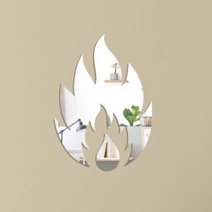 2pcs / Set Acrylic Flame Mirror Stereo Wall Stickers Home Decoration Soft Mirror (Silver)