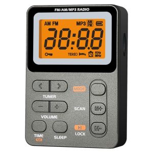 SH-01M Mini Portable Multifunctional Digital Display Two-Channel Radio, Size: JPN Version (Silver Gray)
