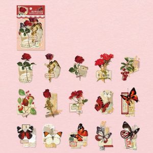 15pcs / Pack PET Butterfly Flower Series Retro DIY Hot Stamping Handbook Stickers, Style: Romantic Love Letter