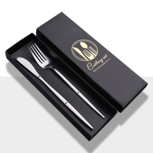 2pcs / Pack Stainless Steel Glossy Mirror Flatware Gift Set, Style: Knife Fork (Silver)