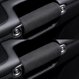 1pair Car Door Handle Decorative Anti-Scratch Cover Car Slippery Leather Inner Door Handle Protective Cover (Black)