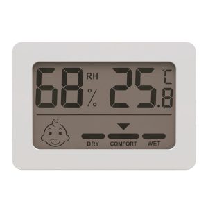Household Indoor Mini Smiley Electronic Temperature And Humidity Meter With Stand (White)