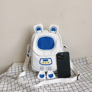 Cute Cartoon Student Crossbody Bag Lightweight Shoulder Bag (Blue)