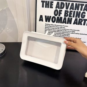Transparent Large Capacity Cosmetic Storage Bag Portable Multifunctional Clutch (White)