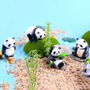 4pcs / set Panda Micro Landscape PVC Cake Accessories Doll Ornaments, Size: Small