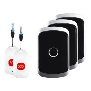 CACAZI C20 Two To Three Wireless Pager For The Elderly Home Care Waterproof Emergency Pager, EU Plug (Black)