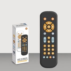 Baby Simulation TV Remote Control Music Toy with Light and Sound 3 Language Mode, Color: Black