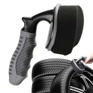 Durable Car Tire Waxing Curved Sponge Brush (Sponge+Handle)