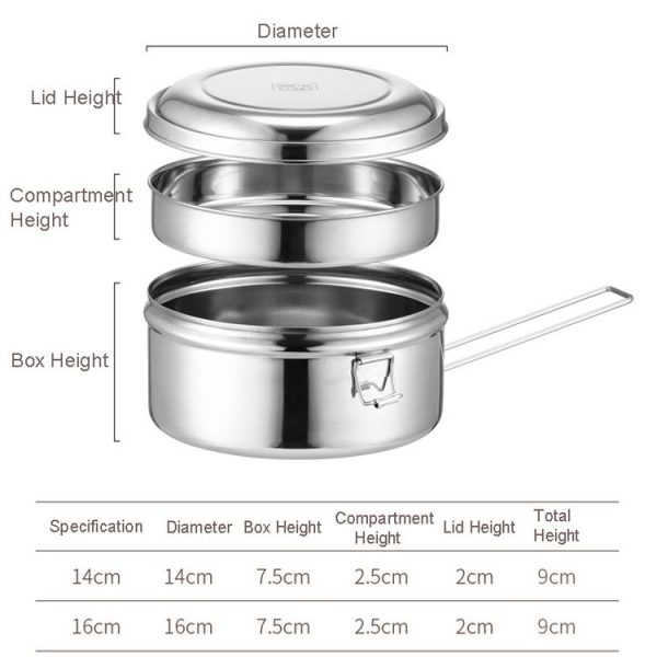14cm Single Layer 304 Stainless Steel Round Lunch Box - Image 10