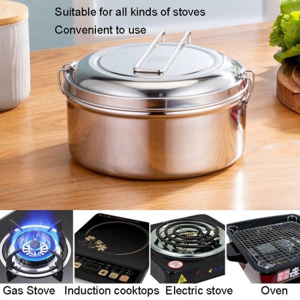 14cm Single Layer 304 Stainless Steel Round Lunch Box - Image 8
