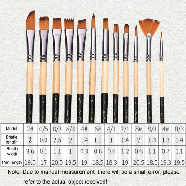ZHU TING 18pcs / Set Two Color Nylon Bristle Paintbrush Set Painting Watercolor Brushes With Cloth Bag (Black Rod) - Image 10