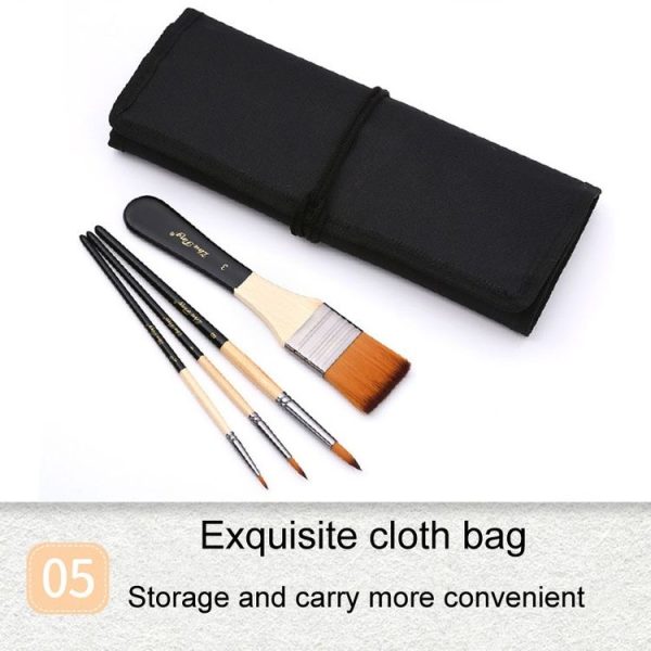 ZHU TING 18pcs / Set Two Color Nylon Bristle Paintbrush Set Painting Watercolor Brushes With Cloth Bag (Black Rod) - Image 9