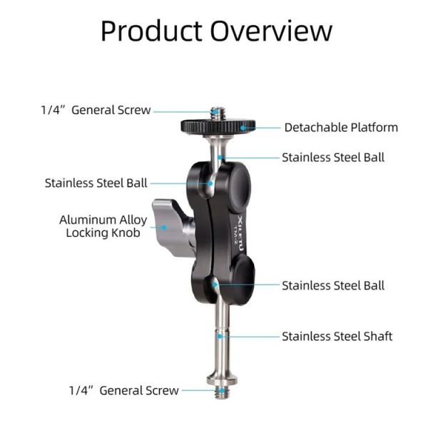 XILETU TM Series Magic Arm With Dual Ballhead Camera Video Monitor Mount Adapter TM-2 - Image 5