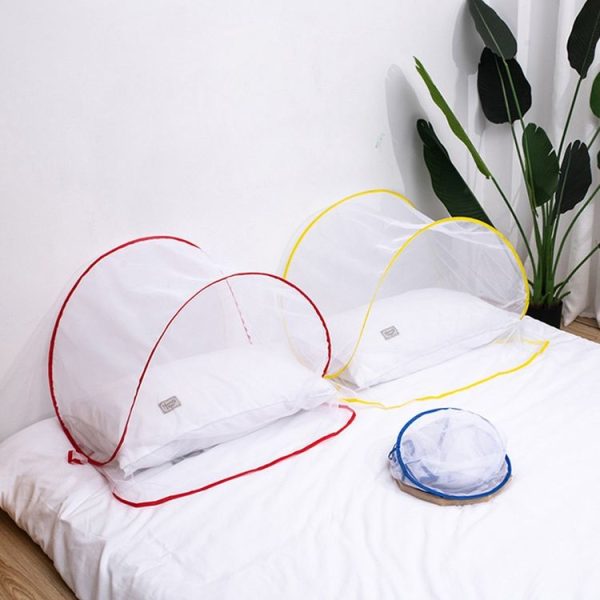 Installation-free Folding Portable Travel Insect-proof Mesh Cover Head Mini Mosquito Net, Color: Regular Red - Image 5