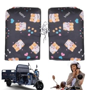 Winter Electric Vehicle Warm Waterproof Velvet Handle Cover (K Dog Black)