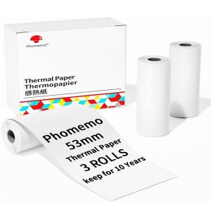 Phomemo 3rolls / Box 53mm Writing Quick-Drying Thermal Paper 10-Year Long-Lasting For M832 / M833 / M834 / M835 Printer