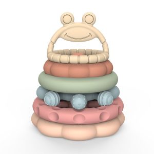 6 In 1 Toddler Baby Stackable Grip Anti-Eating Teether Stacking Kids Toys