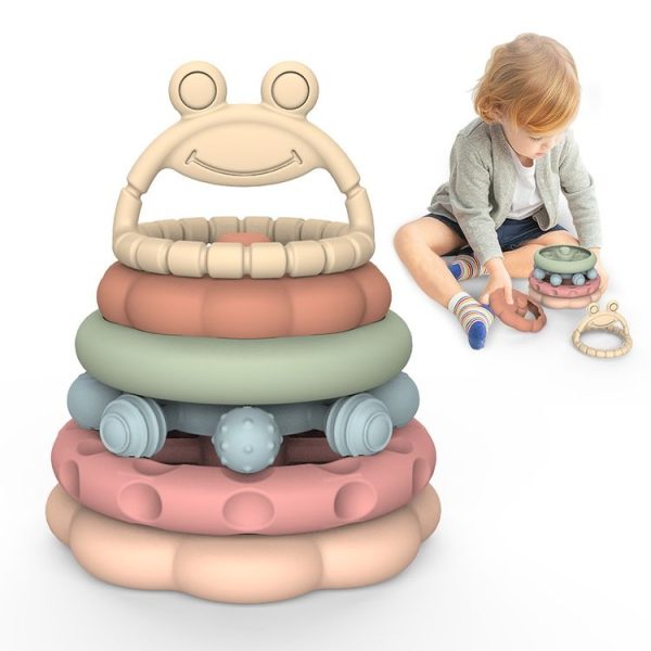 6 In 1 Toddler Baby Stackable Grip Anti-Eating Teether Stacking Kids Toys - Image 2