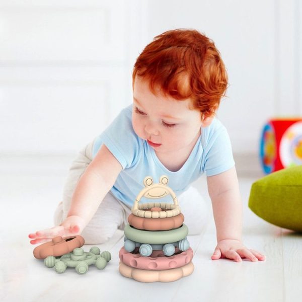 6 In 1 Toddler Baby Stackable Grip Anti-Eating Teether Stacking Kids Toys - Image 6