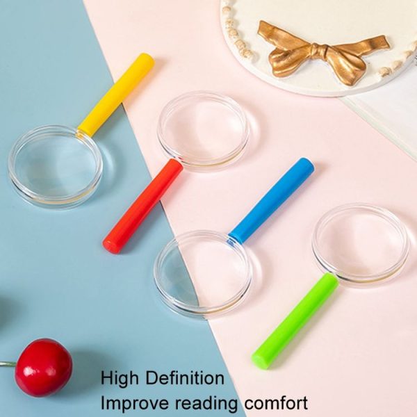 4pcs 40mm 3X Plastic Acrylic Lens Children Teaching Magnifier Color Handle Magnifying Glass, Color Random Delivery - Image 2