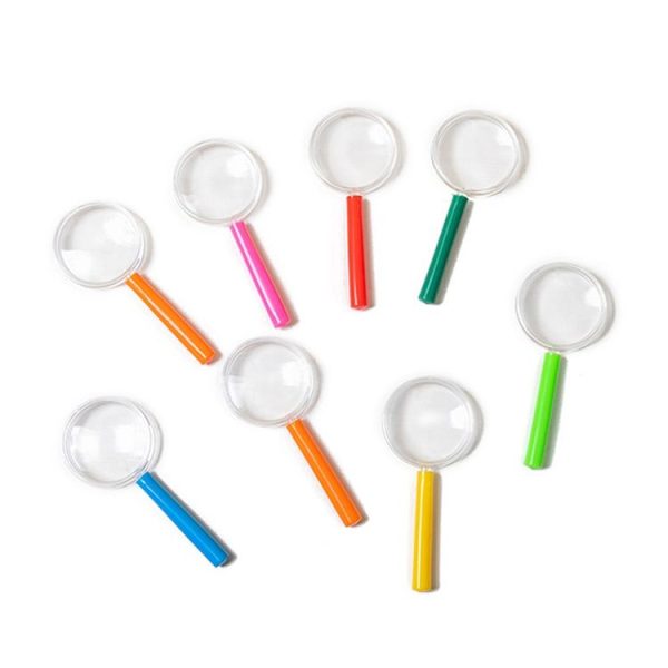 4pcs 40mm 3X Plastic Acrylic Lens Children Teaching Magnifier Color Handle Magnifying Glass, Color Random Delivery - Image 5
