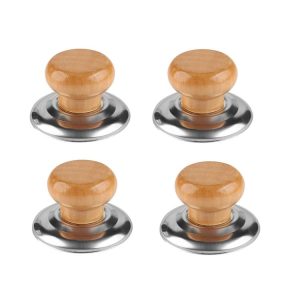 4pcs Household Cap Carrying Handle Kitchen Single Hole Pot Buttons Top Beads Pot Lid Accessories, Model: Solid Wood